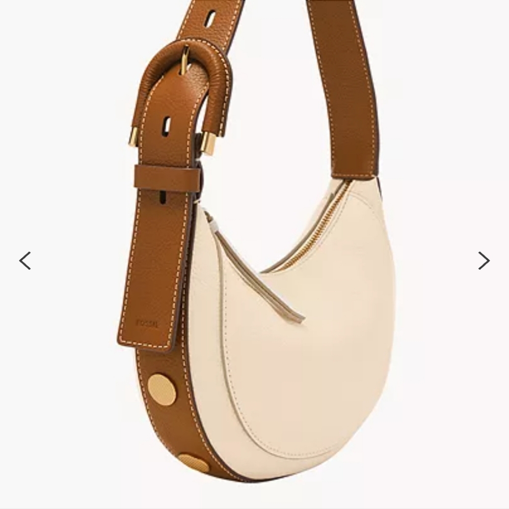 Fossil Harwell Crescent bag in Bone/Brown Vanilla/Saddle